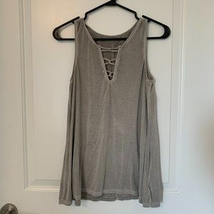 American Eagle Soft & Sexy Grey Distressed Tank (Small)